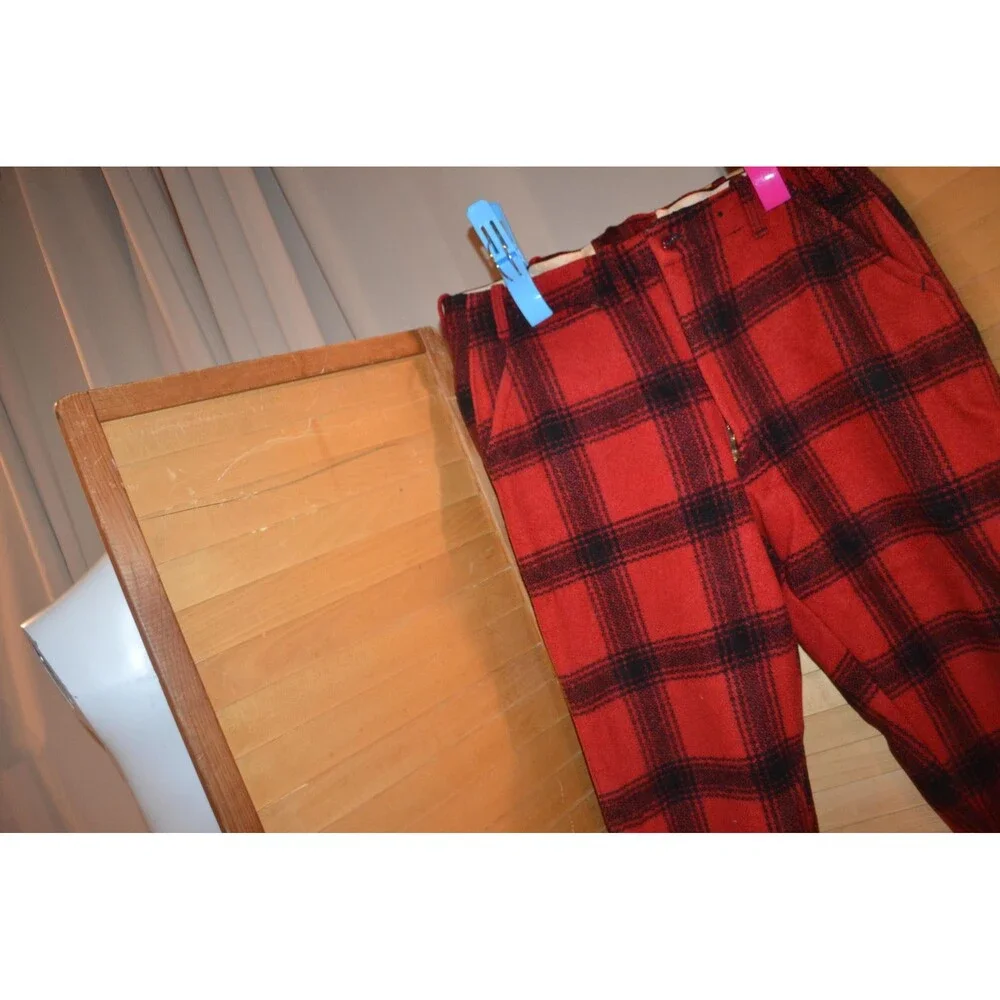 Vintage Pants Wool 1940s 1950s Hunters Plaid